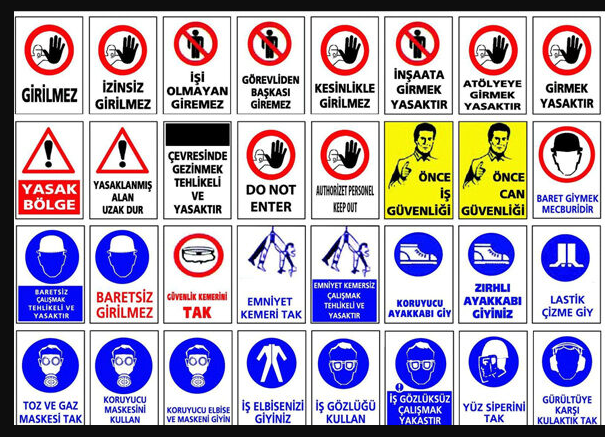 Uyarı Ve İkaz Tabelaları